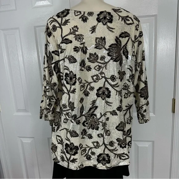 JM COLLECTION dress blouse Elegant black cream shimmer party top BEAUTIFUL 2X - Picture 13 of 13
